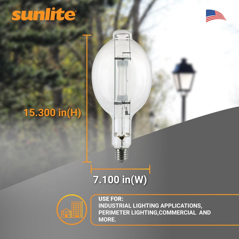 Sunlite 03681-SU MH1000/U/BT56 M47/S Metal Halide Lamp, 1000 Watts, Mogul Base (E39), BT56, 12,000 Hours Life, 110,000 Lumen, Clear Finish, 4000K - Image 3